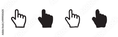 Hand Cursor Pointing Finger Icon Set for Web Interface and Clicking