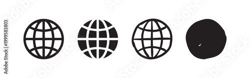 World Globe Earth Icons Set in Various Design Styles