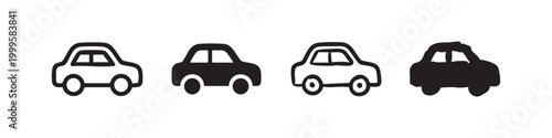 Passenger Car Vehicle Icons Set in Various Styles