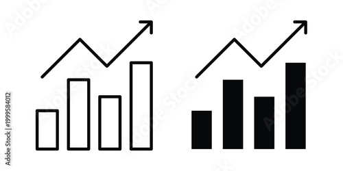 Growing profit icon outlined. Flat fill icons