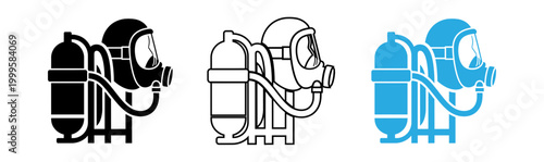 Stylized illustration of scuba diving equipment on a dark background