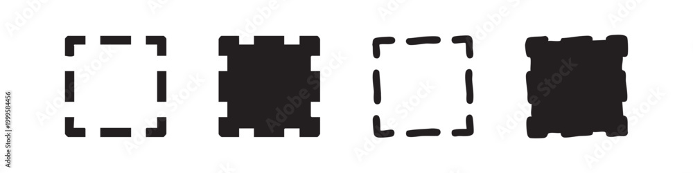Fototapeta premium Selection Area Dashed Square Icon Set in Four Graphic Styles