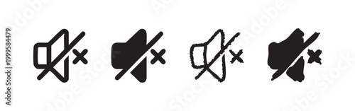 Cuadro en lienzo Mute Audio Sound Off Icon Set in Four Different Graphic Styles