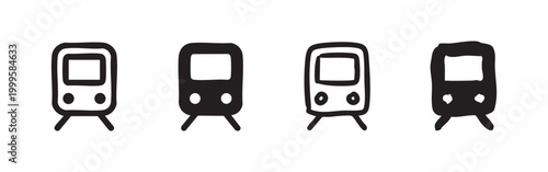 Subway Train and Railway Transportation Icon Set