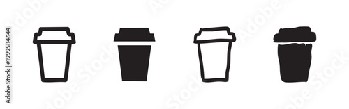 Set of Coffee Cup Icons in Multiple Styles for Beverage and Cafe Design