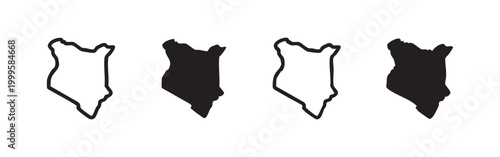 Kenya Map Outline Icons in Multiple Styles for Geography and Travel Design