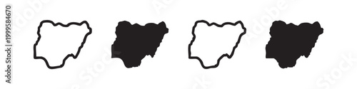 Nigeria Map Outline Icons in Various Styles for Geography and Information Design