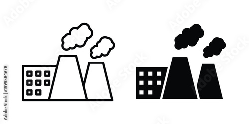 Heat power station icon outlined. Flat fill icons