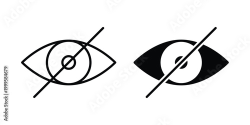 Hidden icon outlined. Flat fill icons