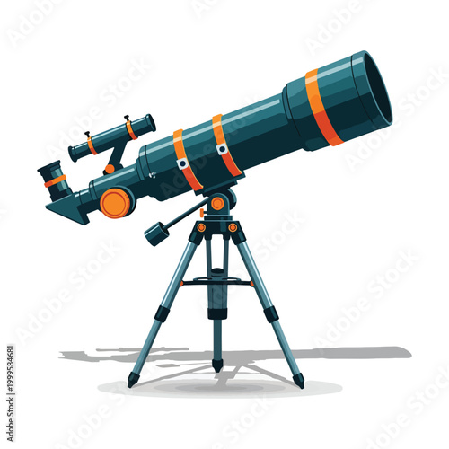 Green professional telescope on a tripod for astronomical star observation and space exploration