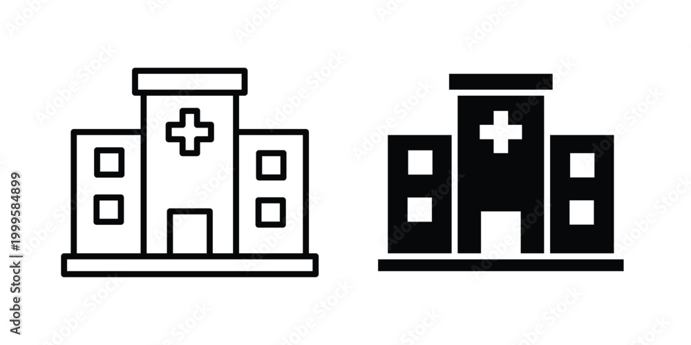 Fototapeta premium Hospital building icon outlined. Flat fill icons