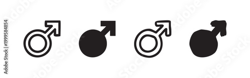 Hand drawn male gender symbols, mars sign illustrations