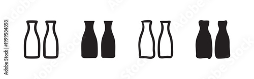 Hand drawn bottle icons, beverage and liquid container symbols