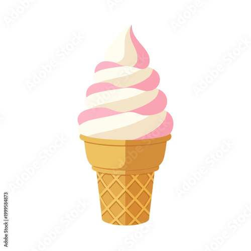 Photos Delicious Swirl Soft Serve Ice Cream Cone Vector Illustration - Sweet Dessert Tr