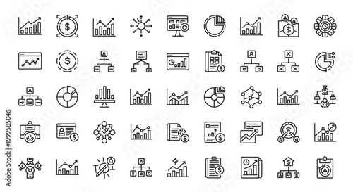 A collection of various business and technology icons are displayed.