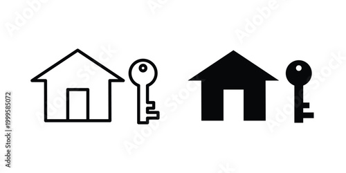House key icon outlined. Flat fill icons