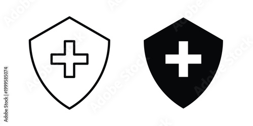 Immune guard icon outlined. Flat fill icons