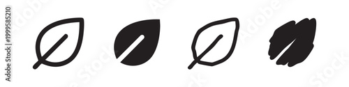Leaf Icon Set - Nature and Ecology Symbols