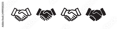 Handshake icon set, agreement and partnership symbols in outline and solid styles