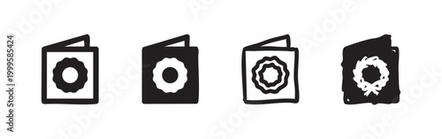 Greeting card icon set. Holiday or special occasion message symbol in hand drawn doodle style.