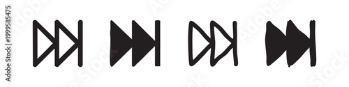 Fast forward media control icon set in multiple styles.
