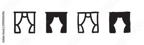 Window curtain icon set for home decor and interior design.