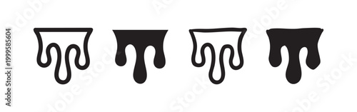 Dripping Liquid Icon Set - Paint Drip, Melted, or Viscous Substance