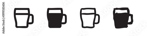 Beer Mug Icon Set - Alcoholic Drink, Pub, or Oktoberfest Symbol