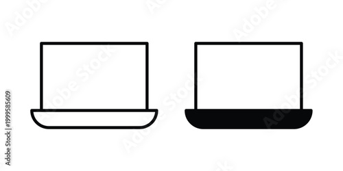 Laptop icon outlined. Flat fill icons
