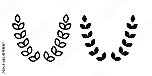 Laurel wreath icon outlined. Flat fill icons
