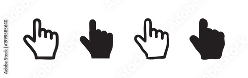 Hand Pointer Cursor Icon Set - Click, Select, or Interaction Symbol
