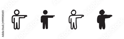 Person Pointing Icon Set - Direction, Instruction, or Focus Symbol