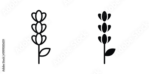 Lavender icon outlined. Flat fill icons