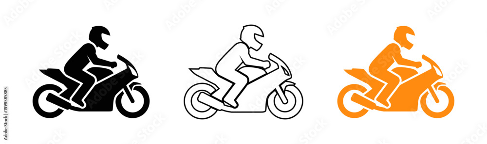 Φωτογραφία Orange silhouette of a motorcyclist and cyclist against a black background