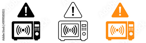 Microwave oven warning signs safety and potential hazards illustrated