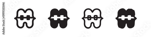 Tooth and dental health icons set, oral care and stomatology symbols.