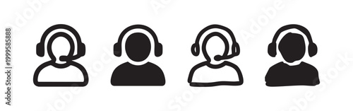 Photos Customer service icon set in two styles, outline and solid