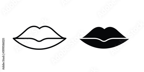 Lips icon outlined. Flat fill icons