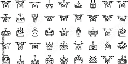 Drone and remote control icons