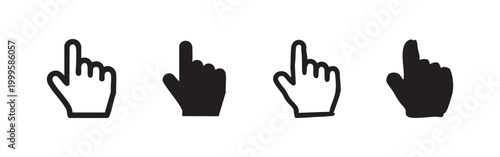 Hand cursor pointer icon set. Collection of simple and hand-drawn clicking finger vector signs for web interface.
