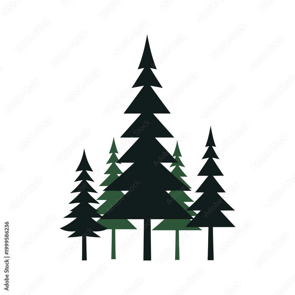Fototapeta premium Minimalist Evergreen Forest Silhouette Vector Art