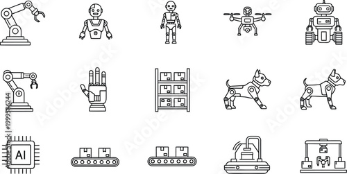 Robotics and artificial intelligence icons
