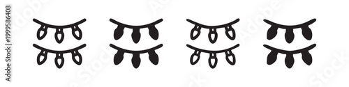 Eyelash Icons: Outline and Solid Variations