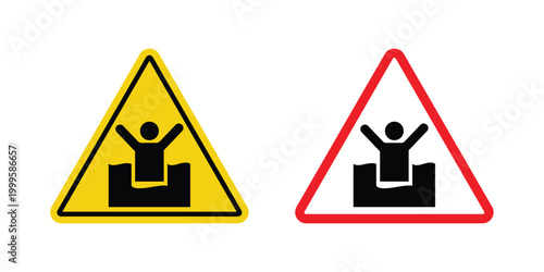 Mud warning sign outlined. Flat fill icons