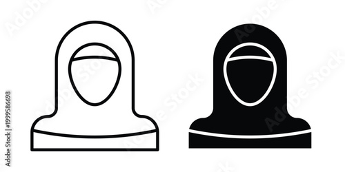 Muslim women icon outlined. Flat fill icons