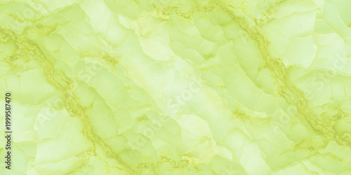 Pale green onyx marble texture background, translucent jade stone luxury mineral surface. crystalline formations, and subtle golden-yellow mineral veining. 