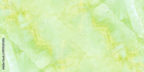 Pale green onyx marble texture background, translucent jade stone luxury mineral surface. crystalline formations, and subtle golden-yellow mineral veining. 
