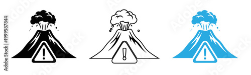 Natural disaster icons earthquake nuclear hazard and volcanic eruption warning