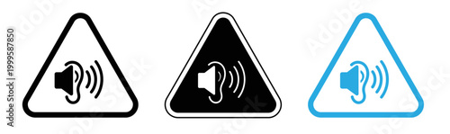 Warning sign acoustic emission hazard with sound wave icon