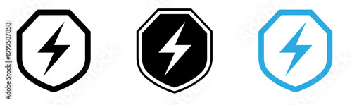 Tableau sur toile Electrified shield logo security and power combined in a modern design